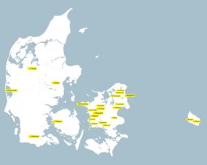 Danmarkskort på engelsk