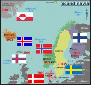 Maratonløb i nordiske lande med flag